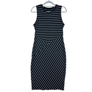 Mossimo Supply CO. Dress Striped Black White Midi size Medium Sleeveless